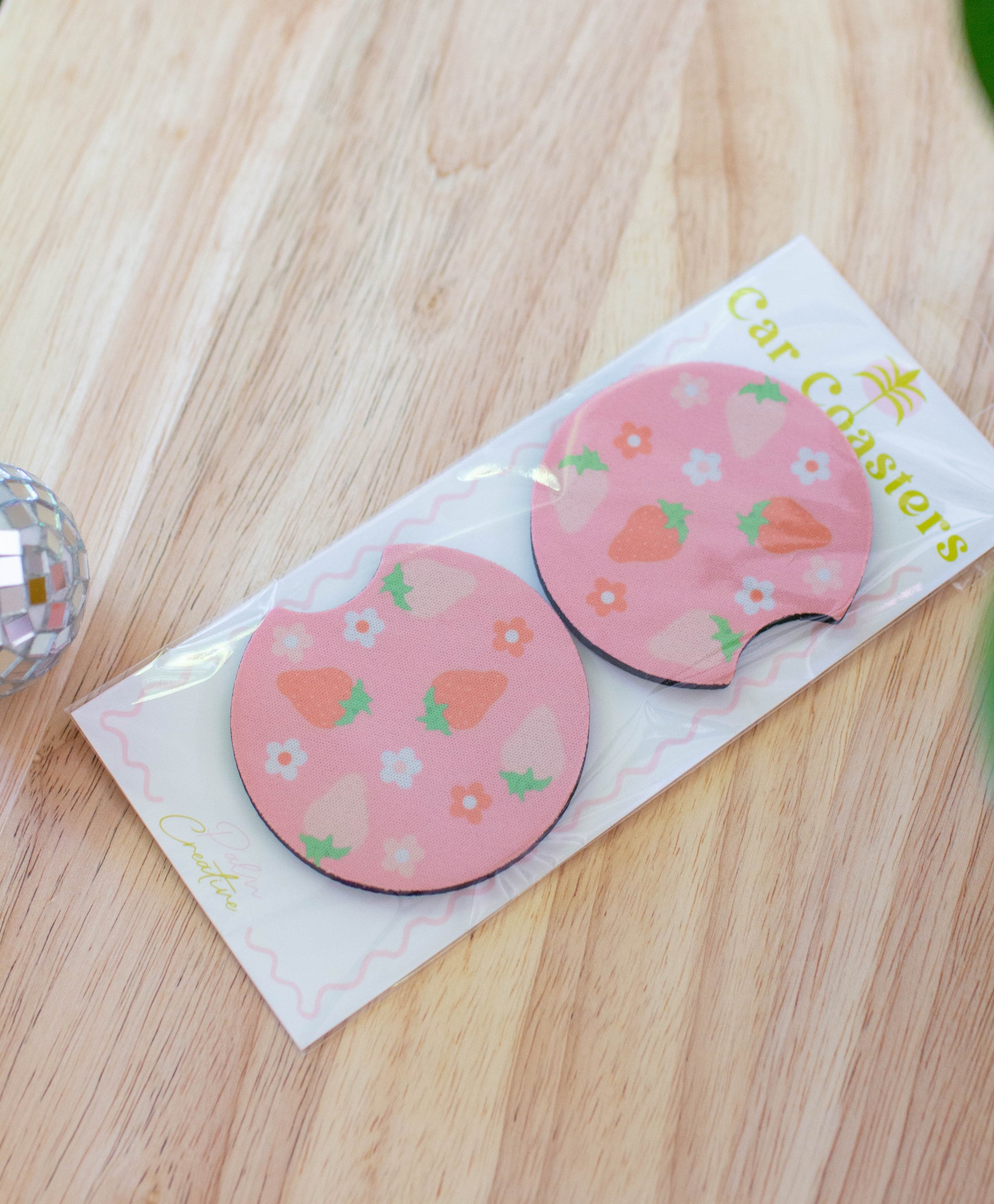 Strawberry Floral Car Coaster