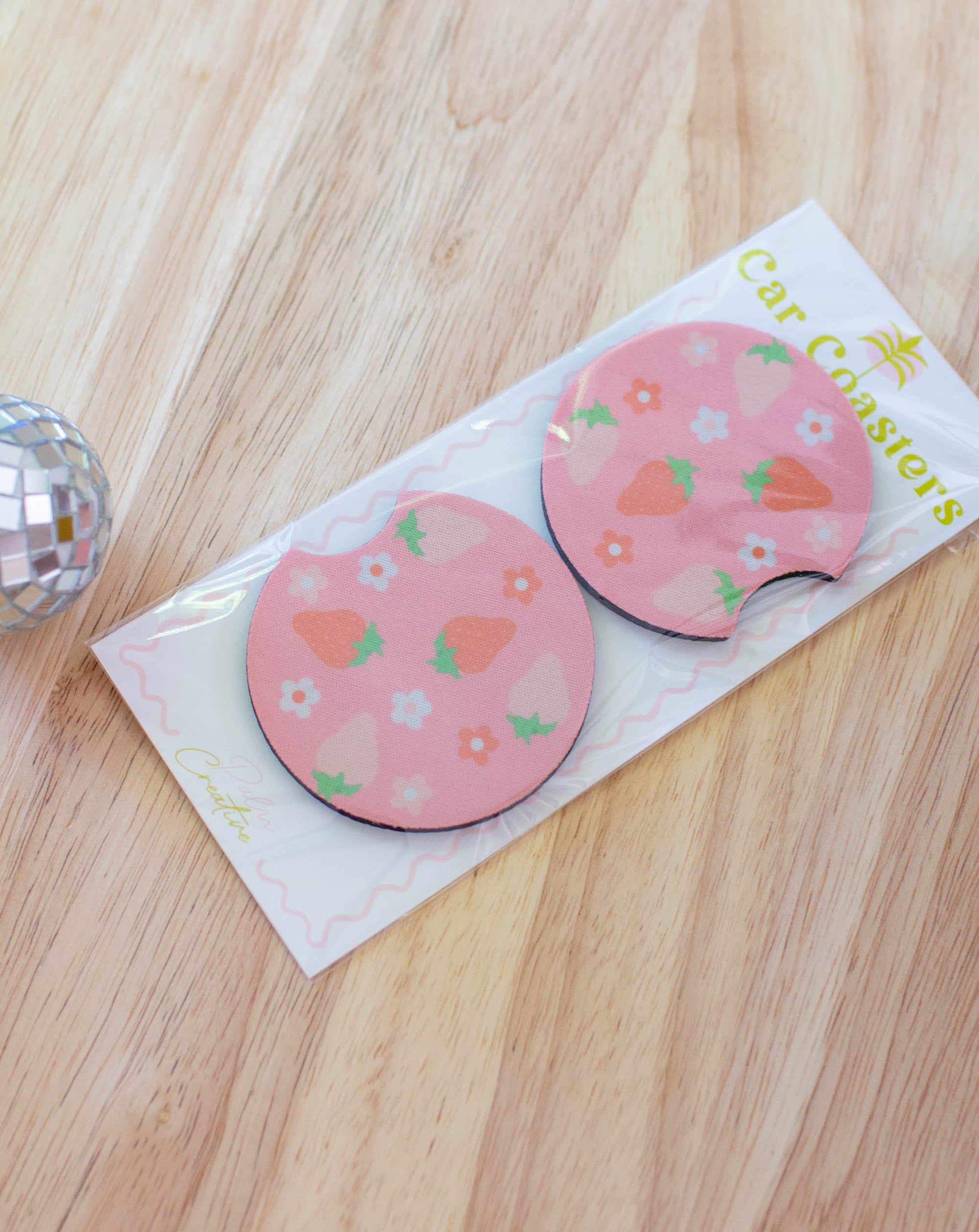 Strawberry Floral Car Coaster