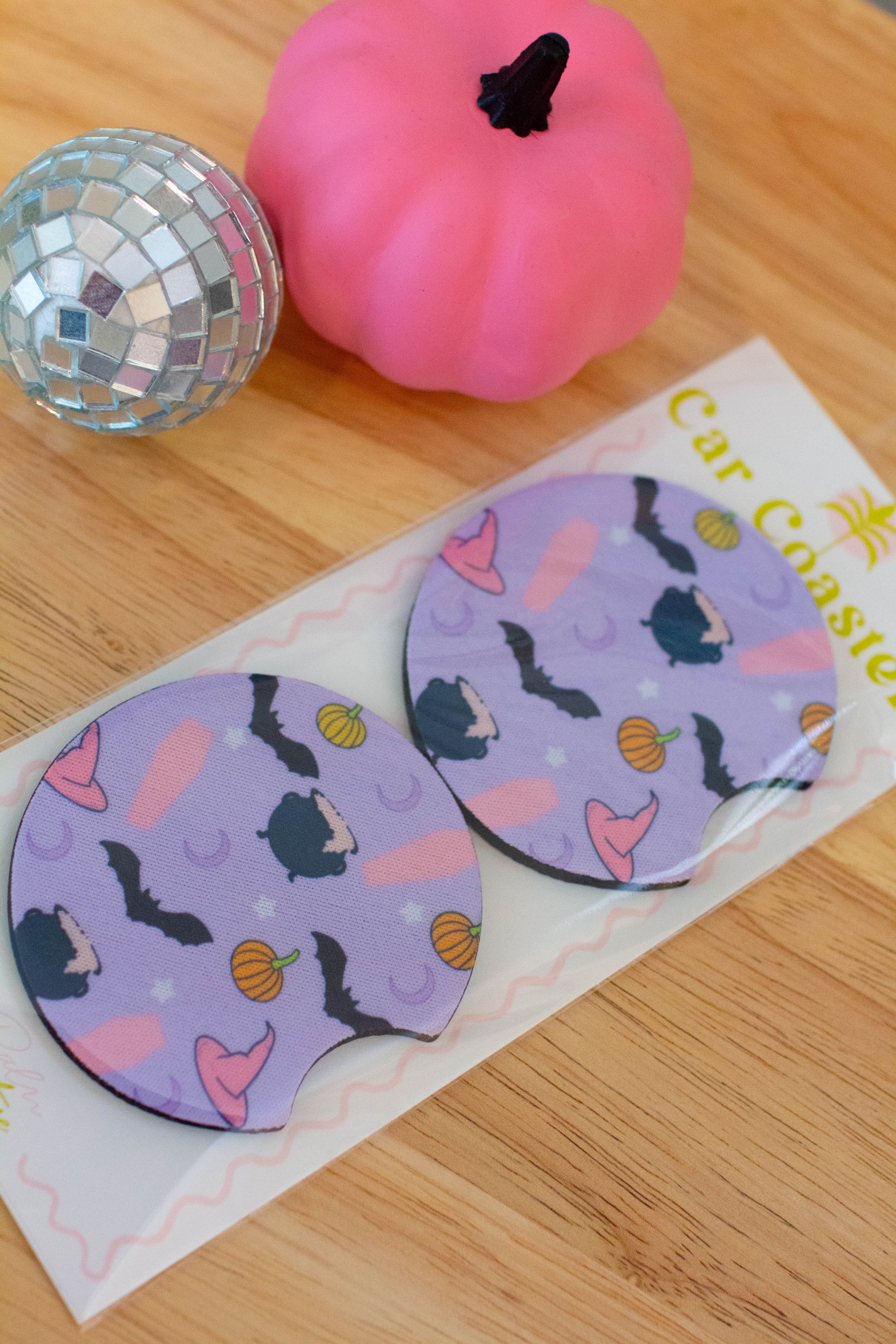 Witchy Pastel Halloween Car Coaster