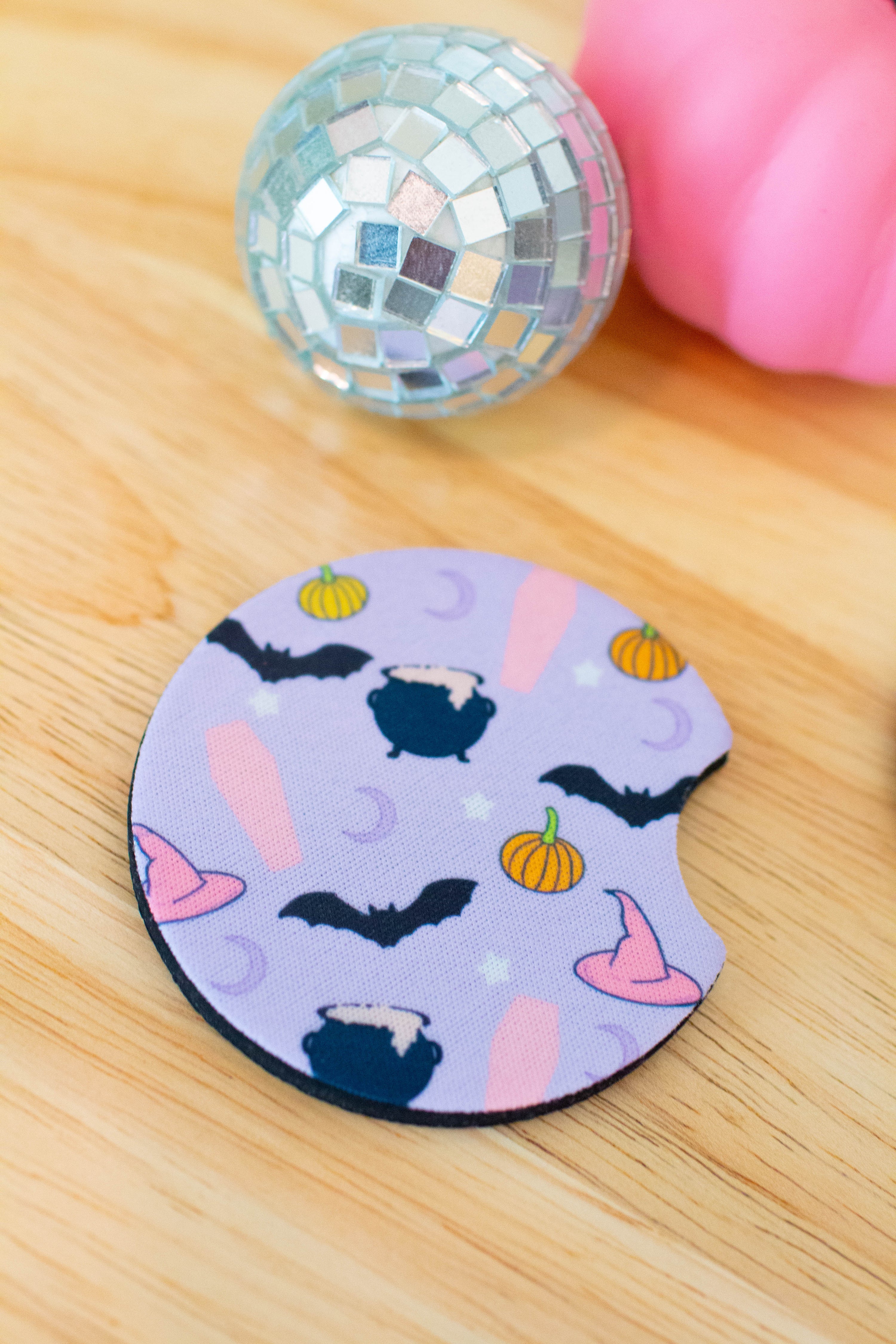 Witchy Pastel Halloween Car Coaster
