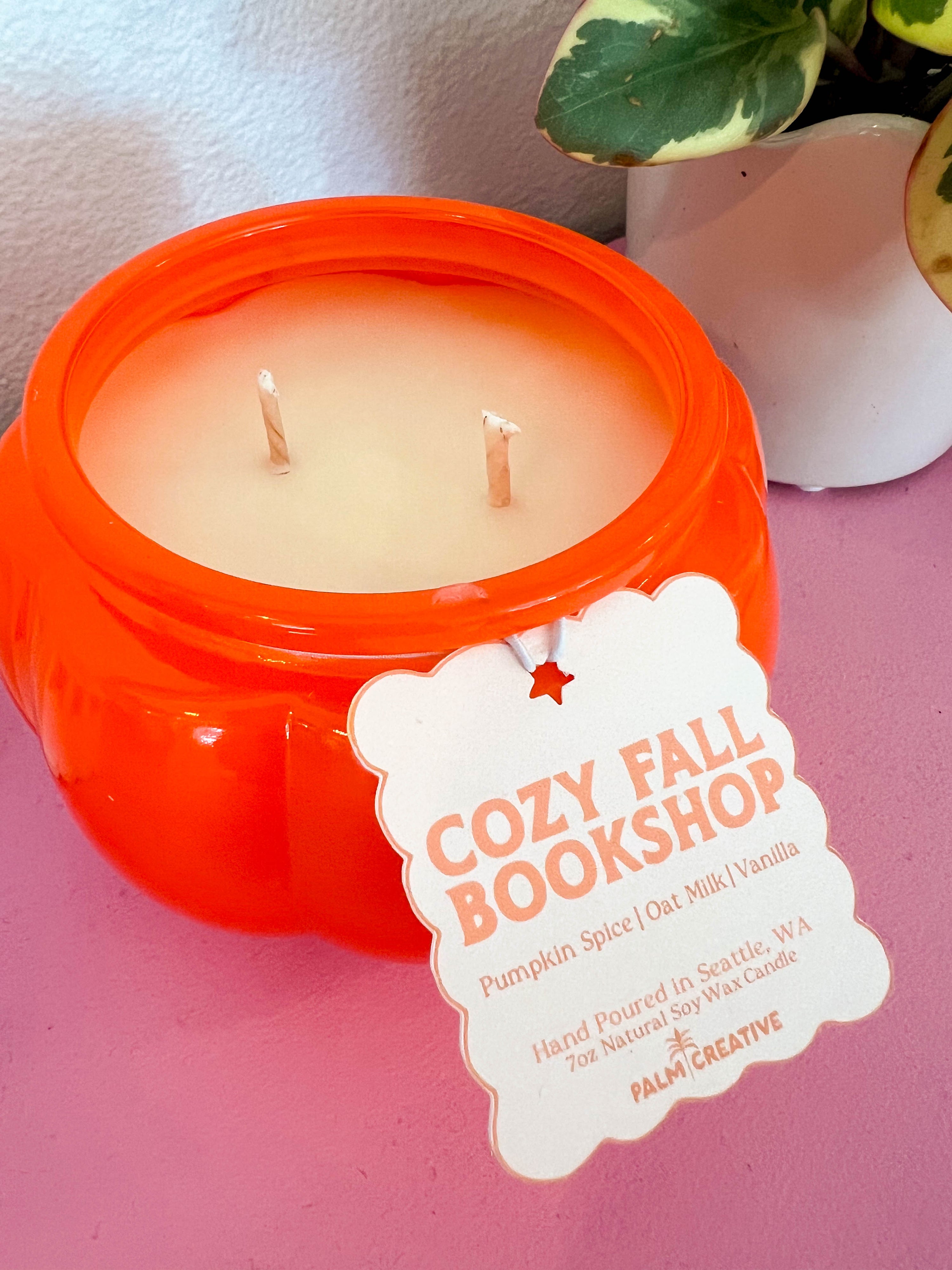Cozy Fall Bookshop Pumpkin Candle