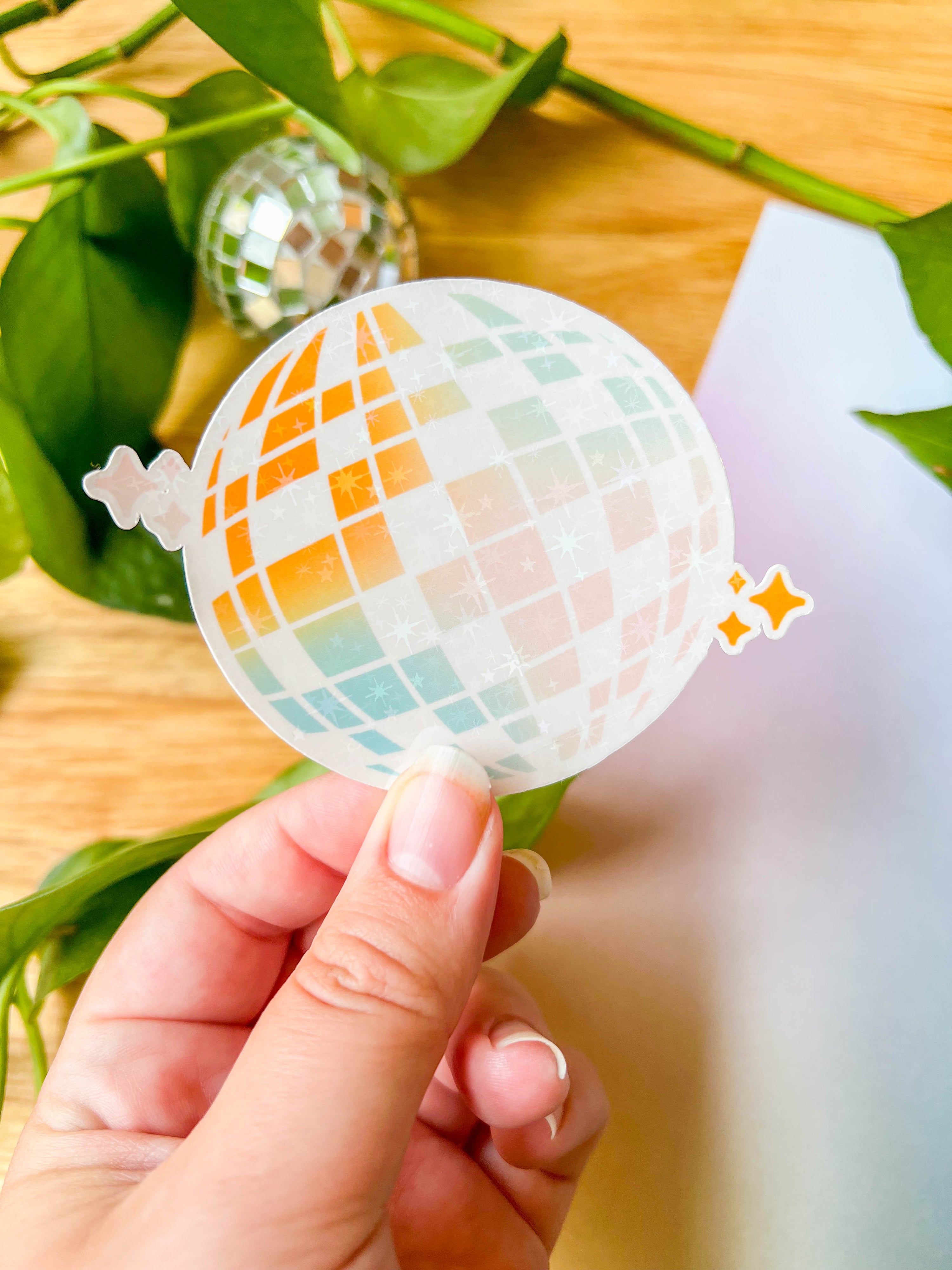 Rainbow Disco Ball Sticker