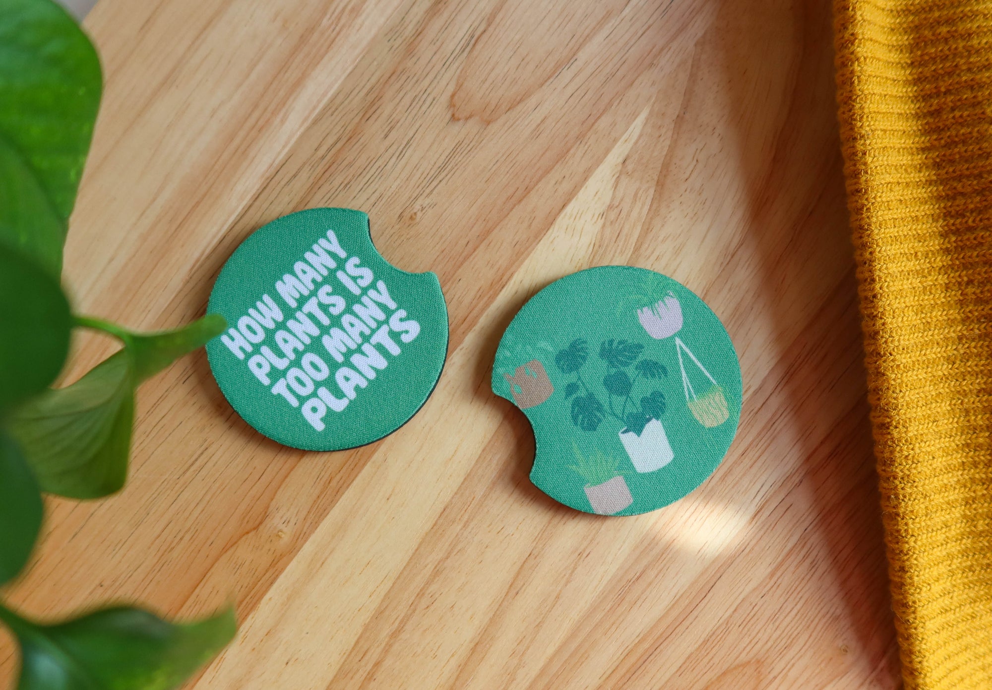 Too Many Plants Car Coaster