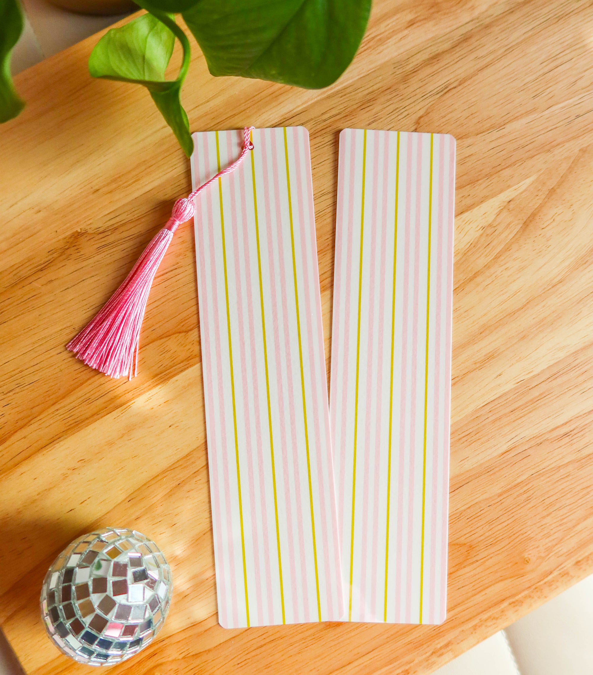 Pink+Green Stripe Bookmark
