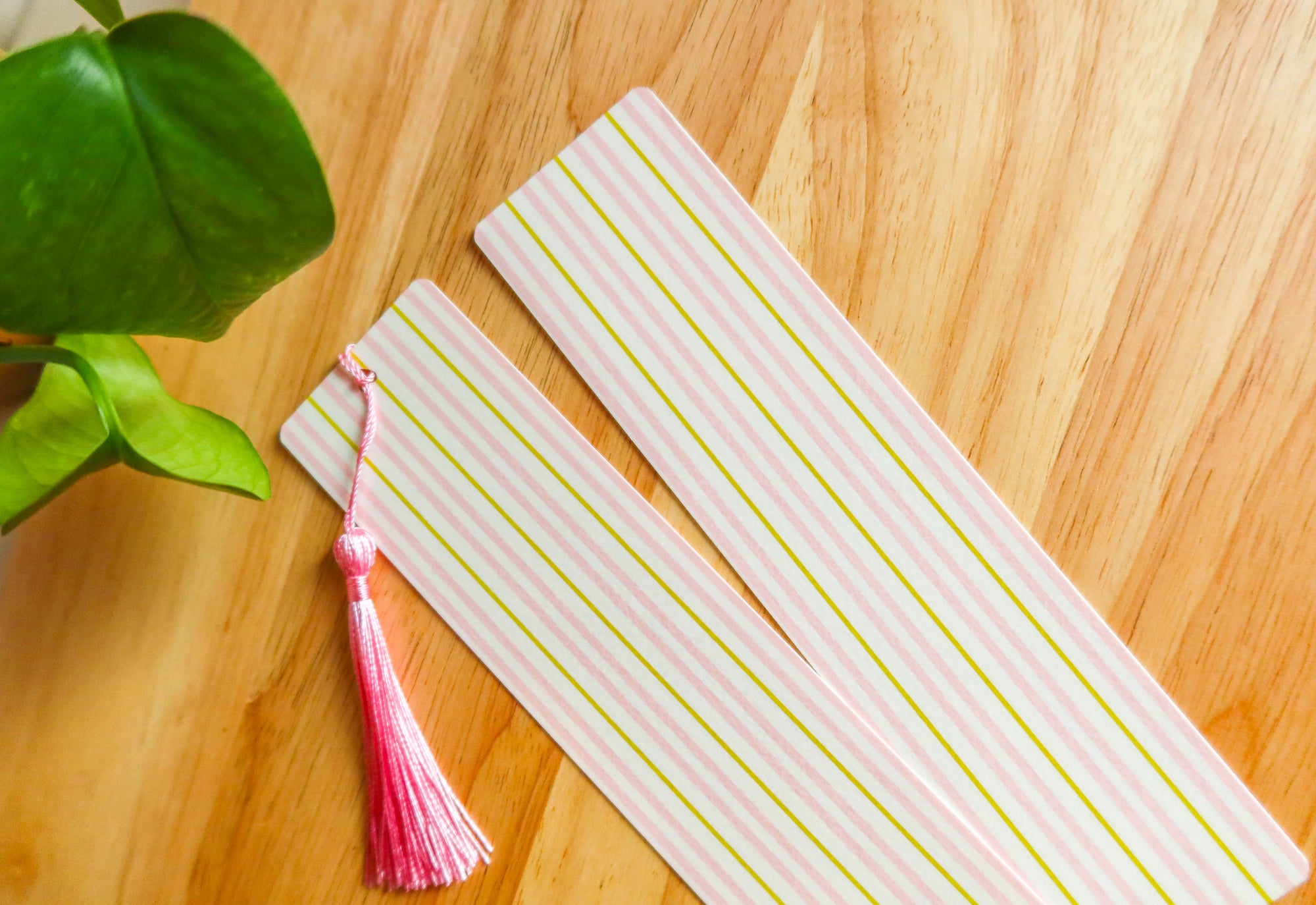 Pink+Green Stripe Bookmark