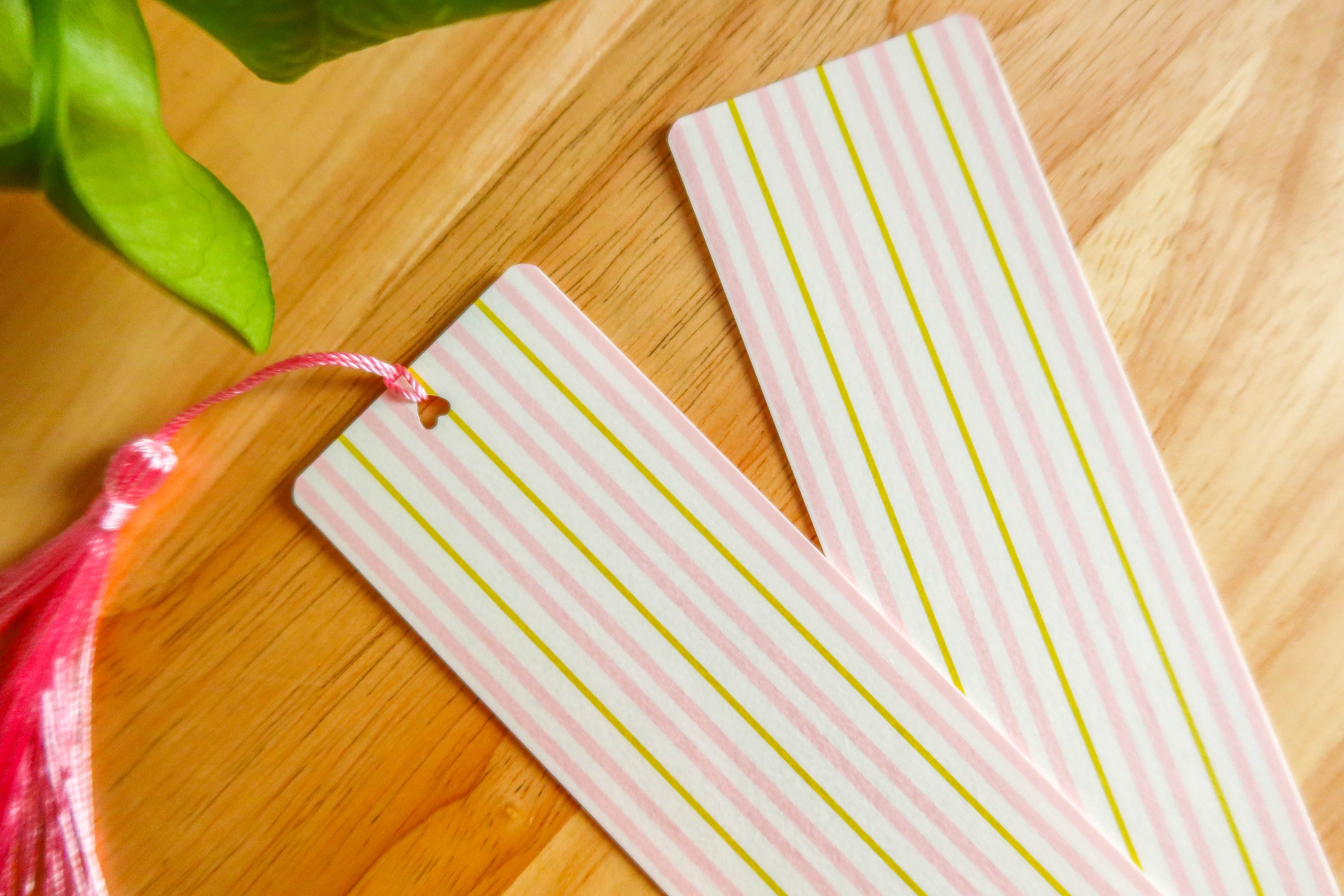 Pink+Green Stripe Bookmark