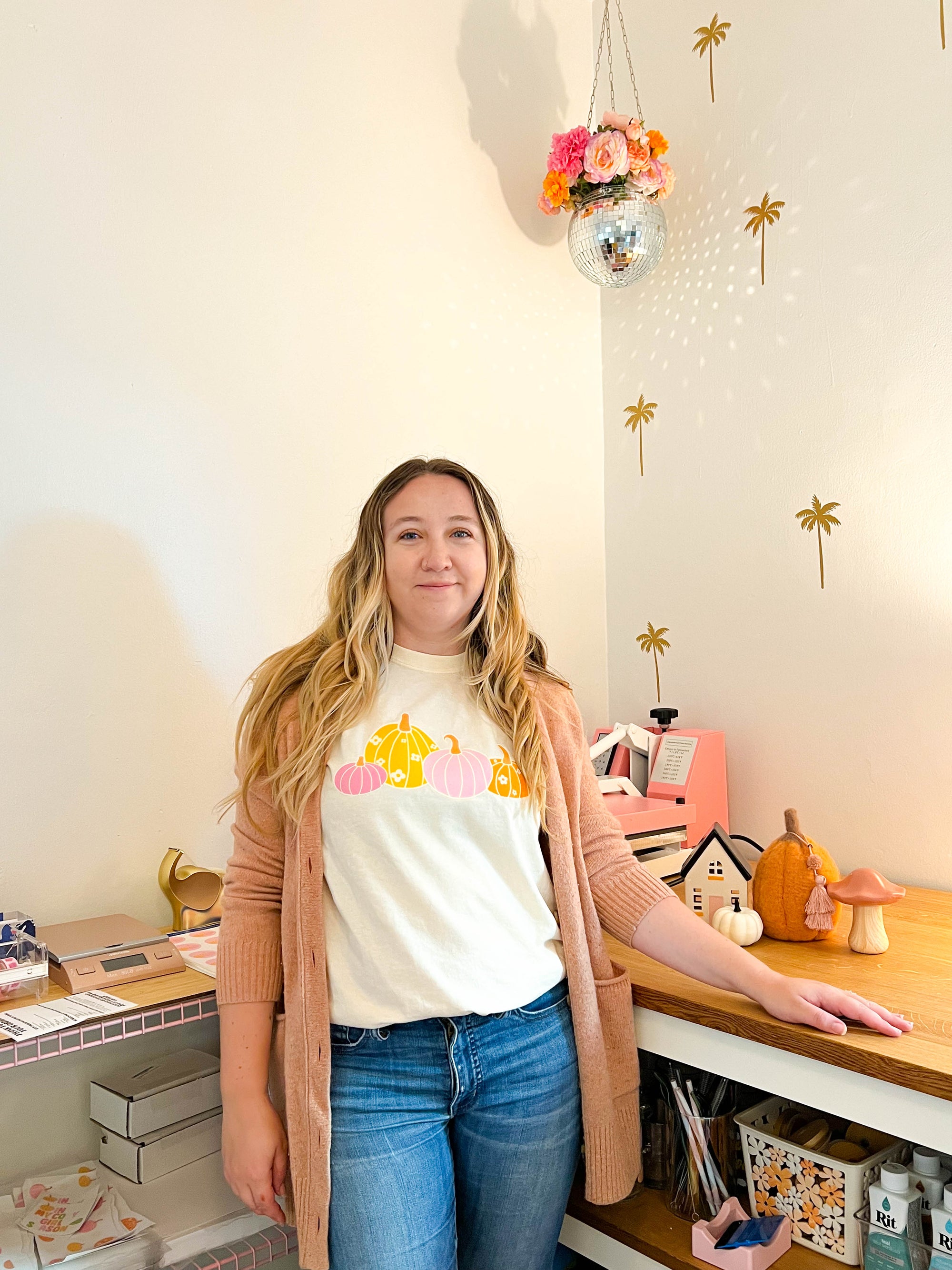 Pink Pumpkin Flower T-Shirt