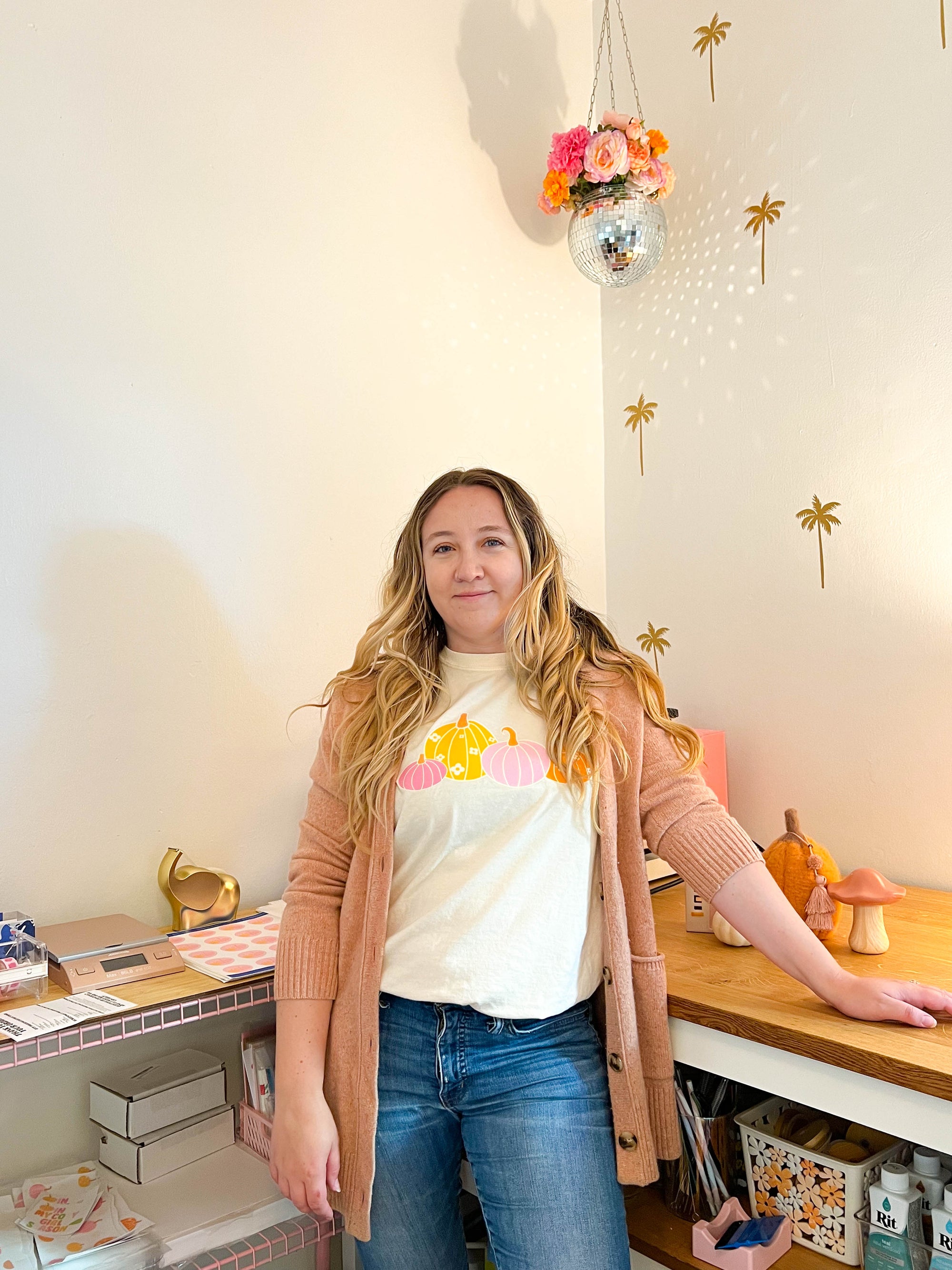 Pink Pumpkin Flower T-Shirt