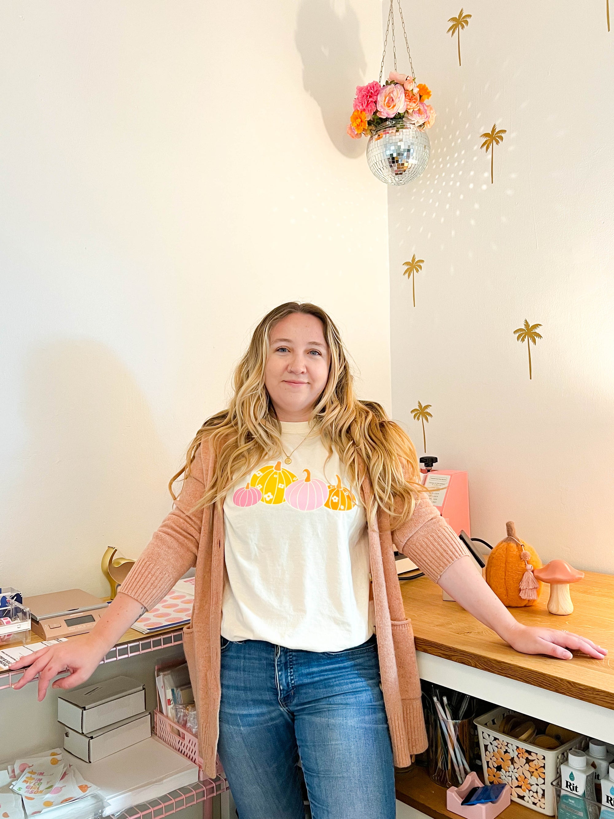 Pink Pumpkin Flower T-Shirt