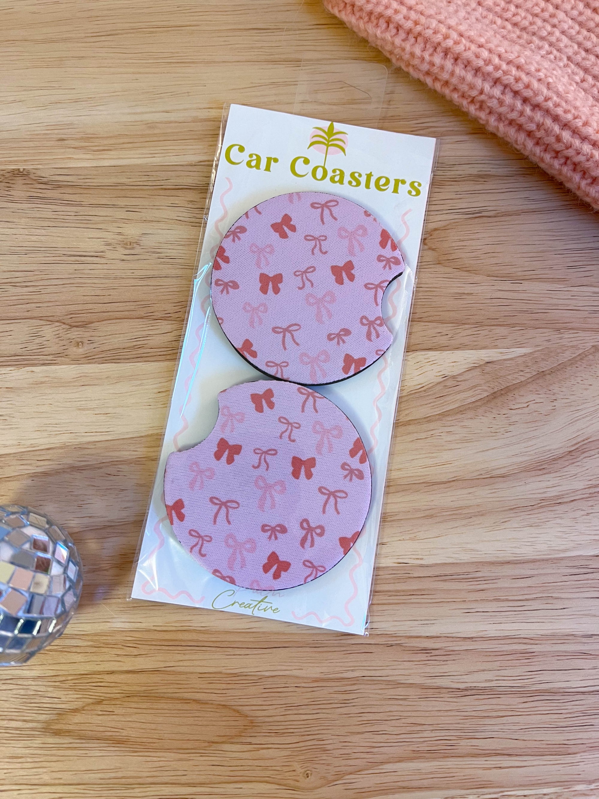 Pink Bow Car Coaster