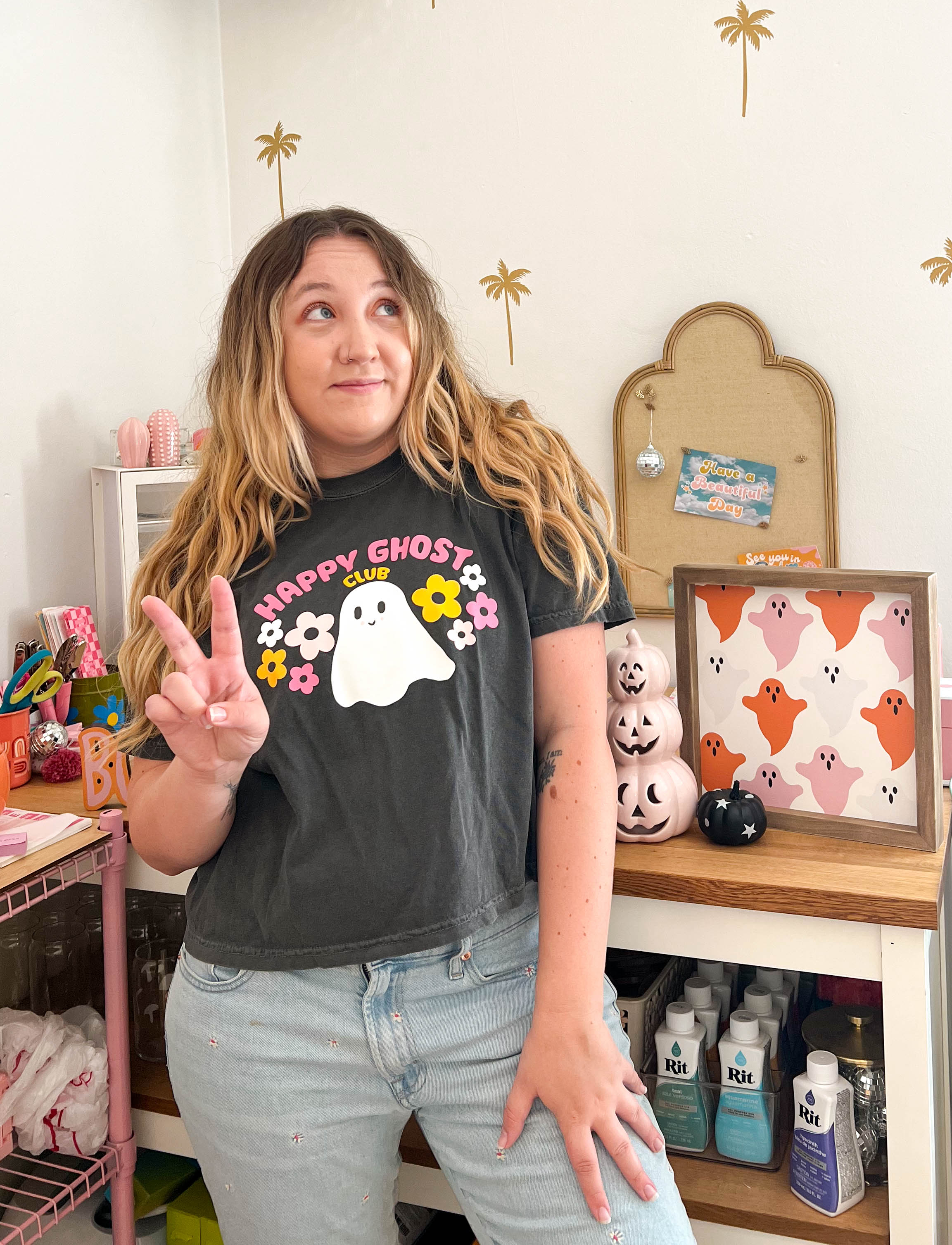 Happy Ghost Club Cropped T-Shirt