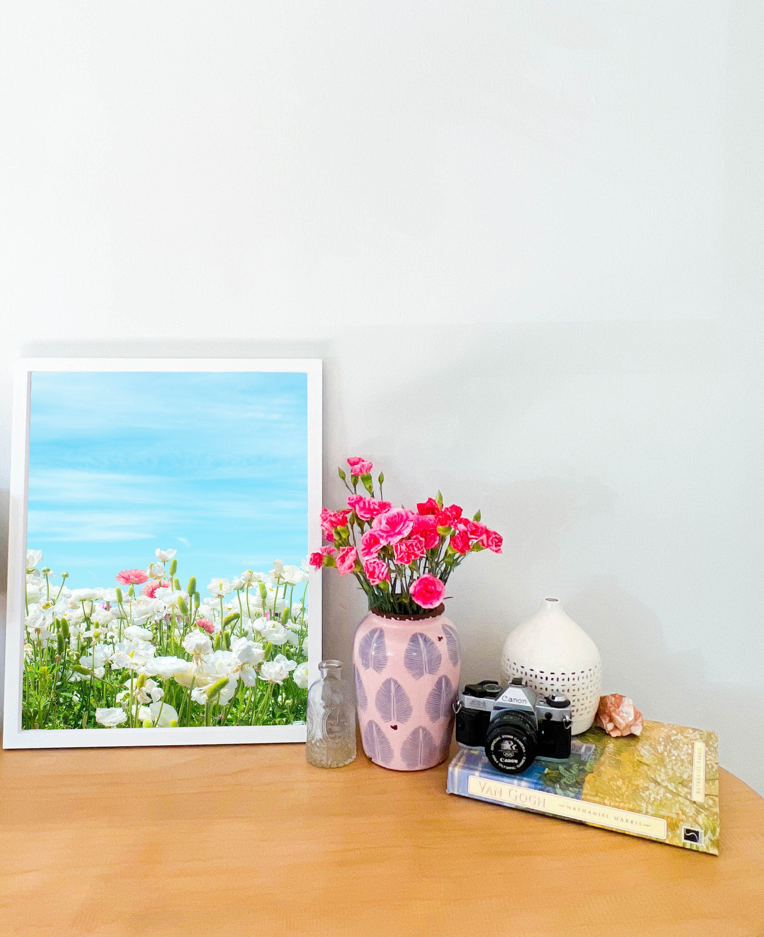 White & Pink Floral Print